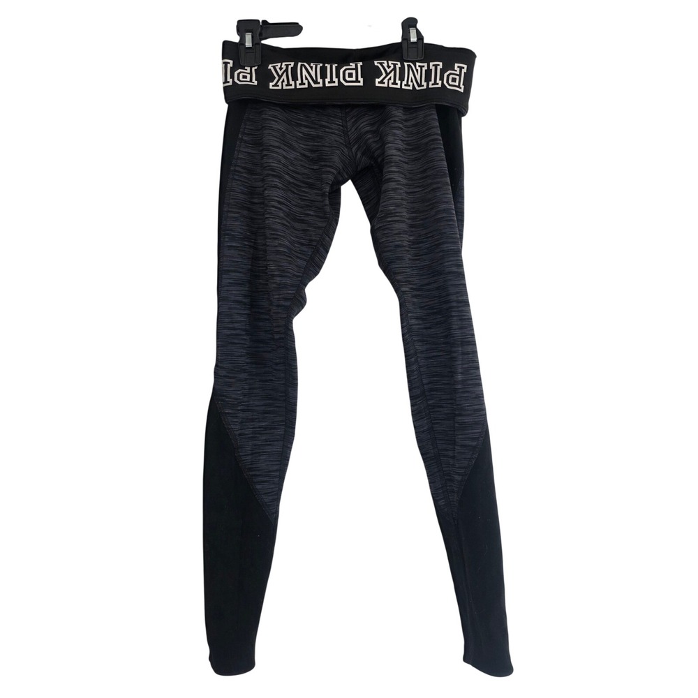 Rare Reversible PINK Victoria's Secret Leggings Black Heathered Athletic Yoga